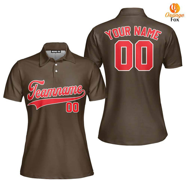 Custom Brown Red - White Custom Polo Shirt For Women