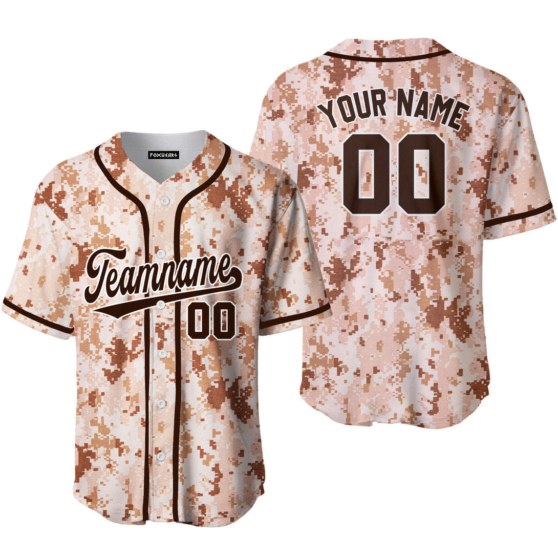 Custom Brown US Navy Pixel Camo Brown White Baseball Jerseys For Men & Women