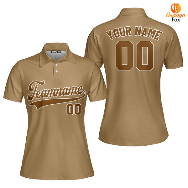 Custom Brown White And Brown Custom Polo Shirt For Women