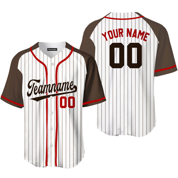 Custom Brown White Pinstripe Black White Raglan Sleeves Baseball Jerseys For Men & Women