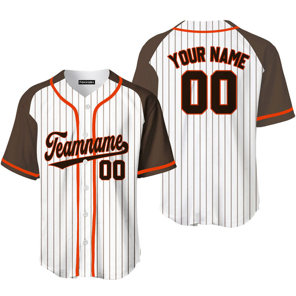 Custom Brown White Pinstripe Brown Orange Raglan Sleeves Baseball Jerseys For Men & Women