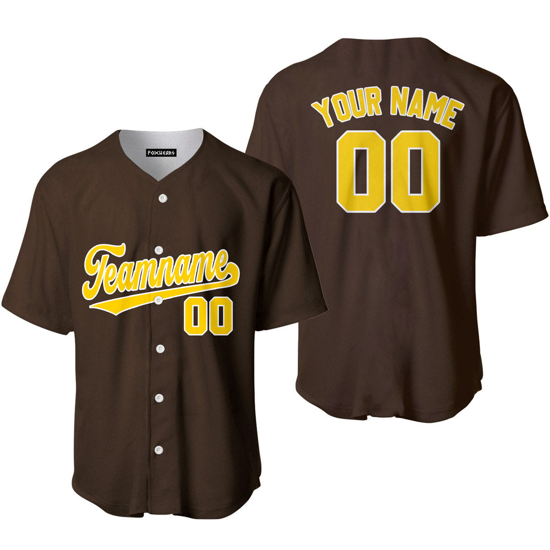 Custom Brown Yellow White Custom Baseball Jerseys For Men & Women