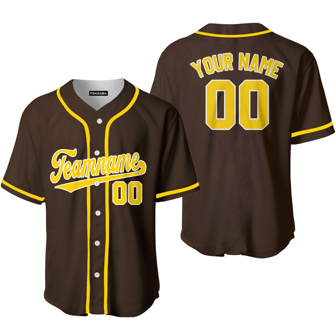 Custom Brown Yellow White Custom Baseball Jerseys For Men & Women