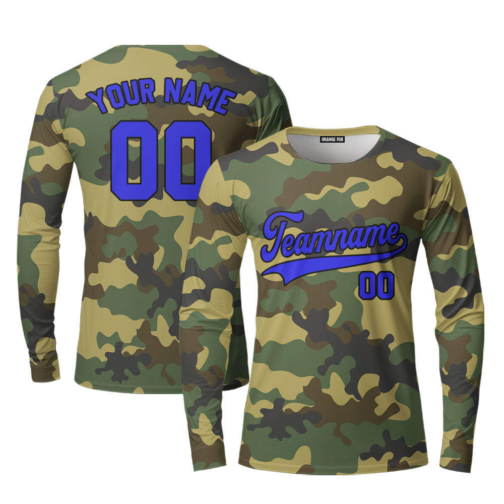 Custom Camo Black Purple Custom Long Sleeve T-Shirt For Men & Women