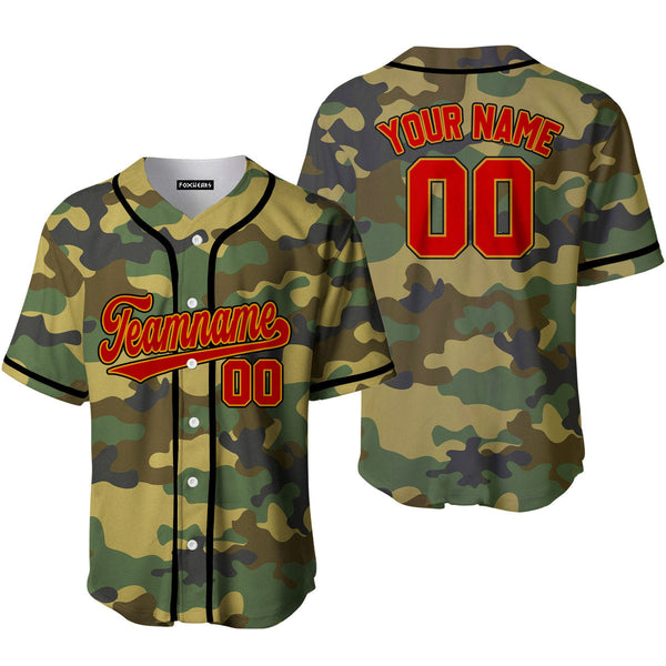 Custom Camo Black Red Baseball Jerseys For Men & Women