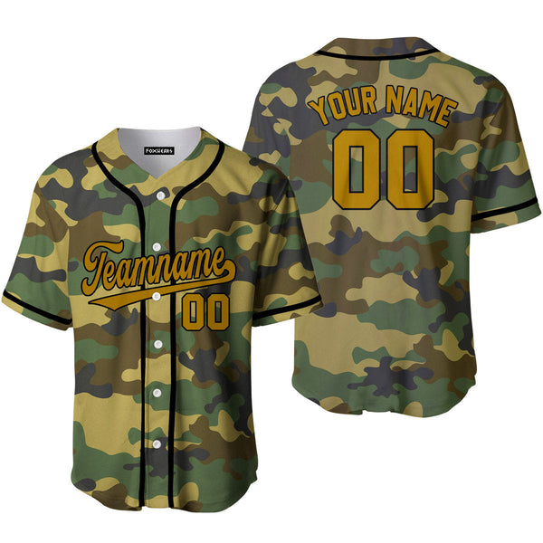 Custom Camo Black Yellow Baseball Jerseys For Men & Women