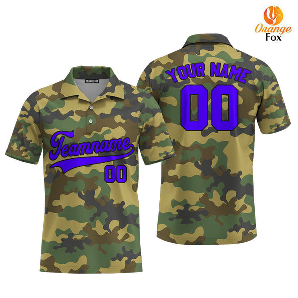 Custom Camo Black Yellow Custom Polo Shirt For Men