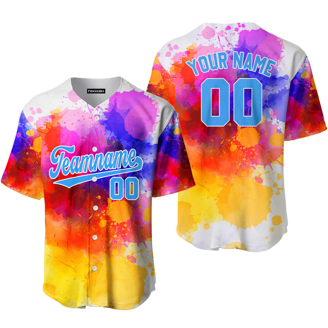 Custom Colorful Tie Dye Light Blue Custom Baseball Jerseys For Men & Women