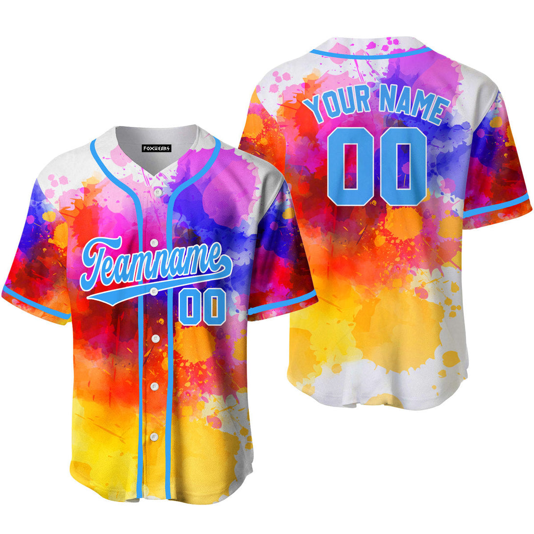 Custom Colorful Tie Dye Light Blue Custom Baseball Jerseys For Men & Women