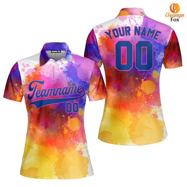 Custom Colorful Tie Dye On Royal Custom Polo Shirt For Men