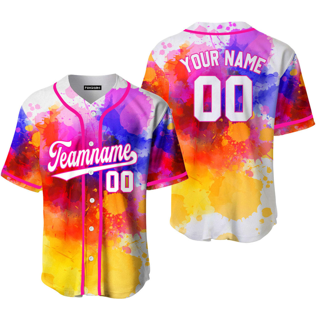 Custom Colorful Tie Dye On White Custom Baseball Jerseys For Men & Women