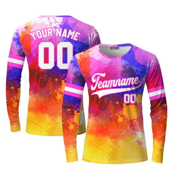 Custom Colorful Tie Dye On White Custom Long Sleeve T-Shirt For Men & Women