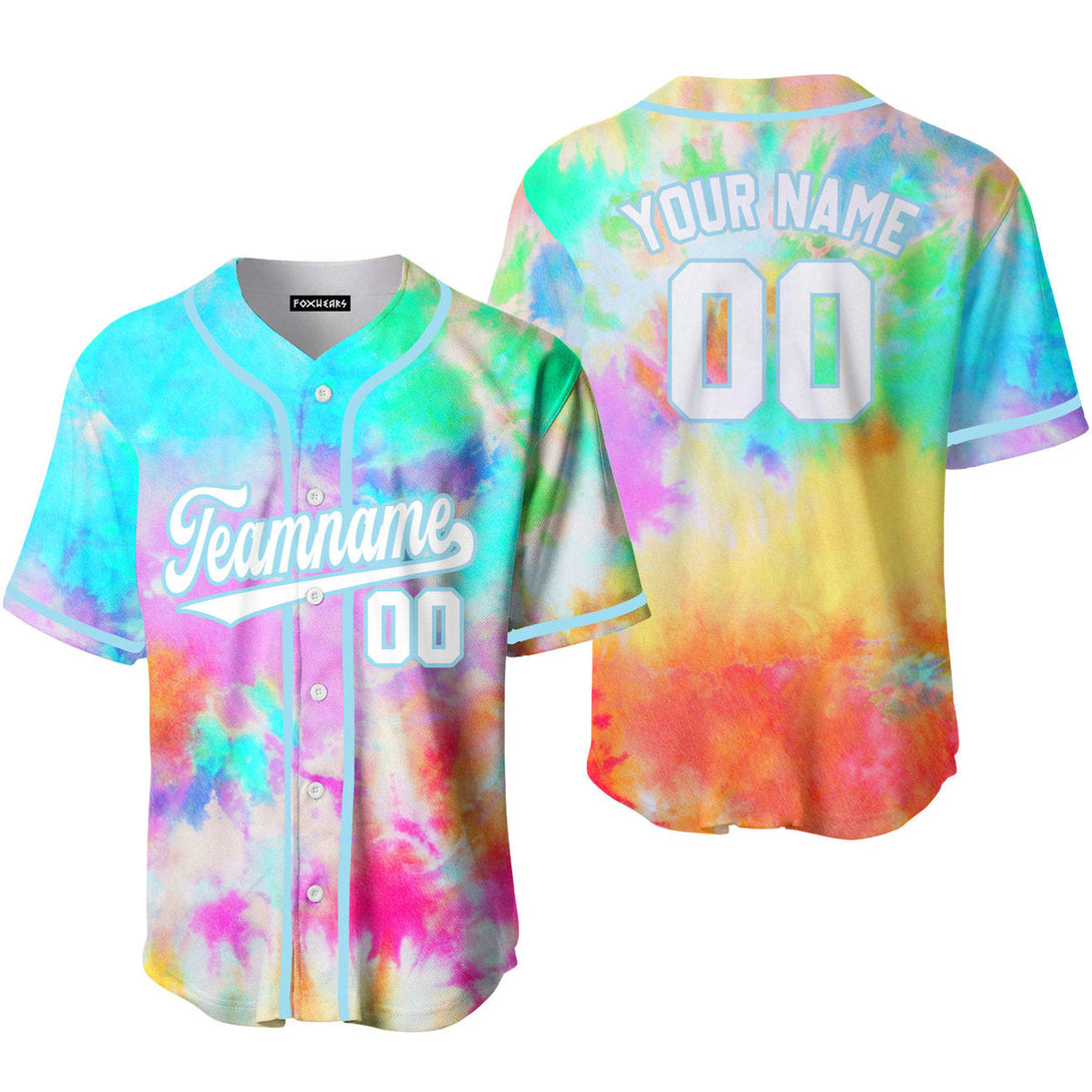 Custom Colorful Tie Dye White Light Blue Custom Baseball Jerseys For Men & Women