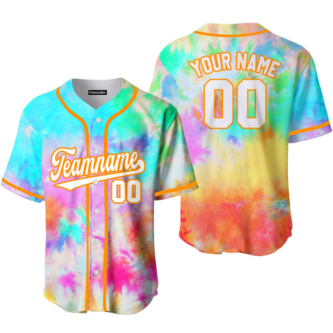 Custom Colorful Tie Dye White Orange Custom Baseball Jerseys For Men & Women