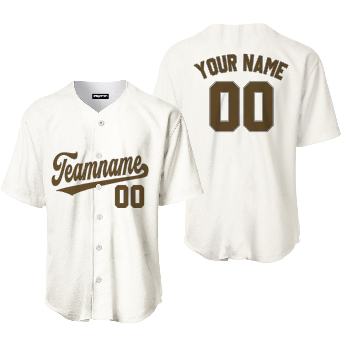 Custom Cream Brown Grey Baseball Jerseys For Men & Women