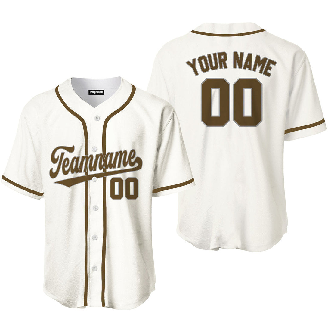 Custom Cream Brown Grey Baseball Jerseys For Men & Women