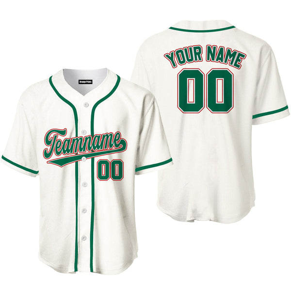 Custom Cream Kelly Green Red Baseball Jerseys For Men & Women