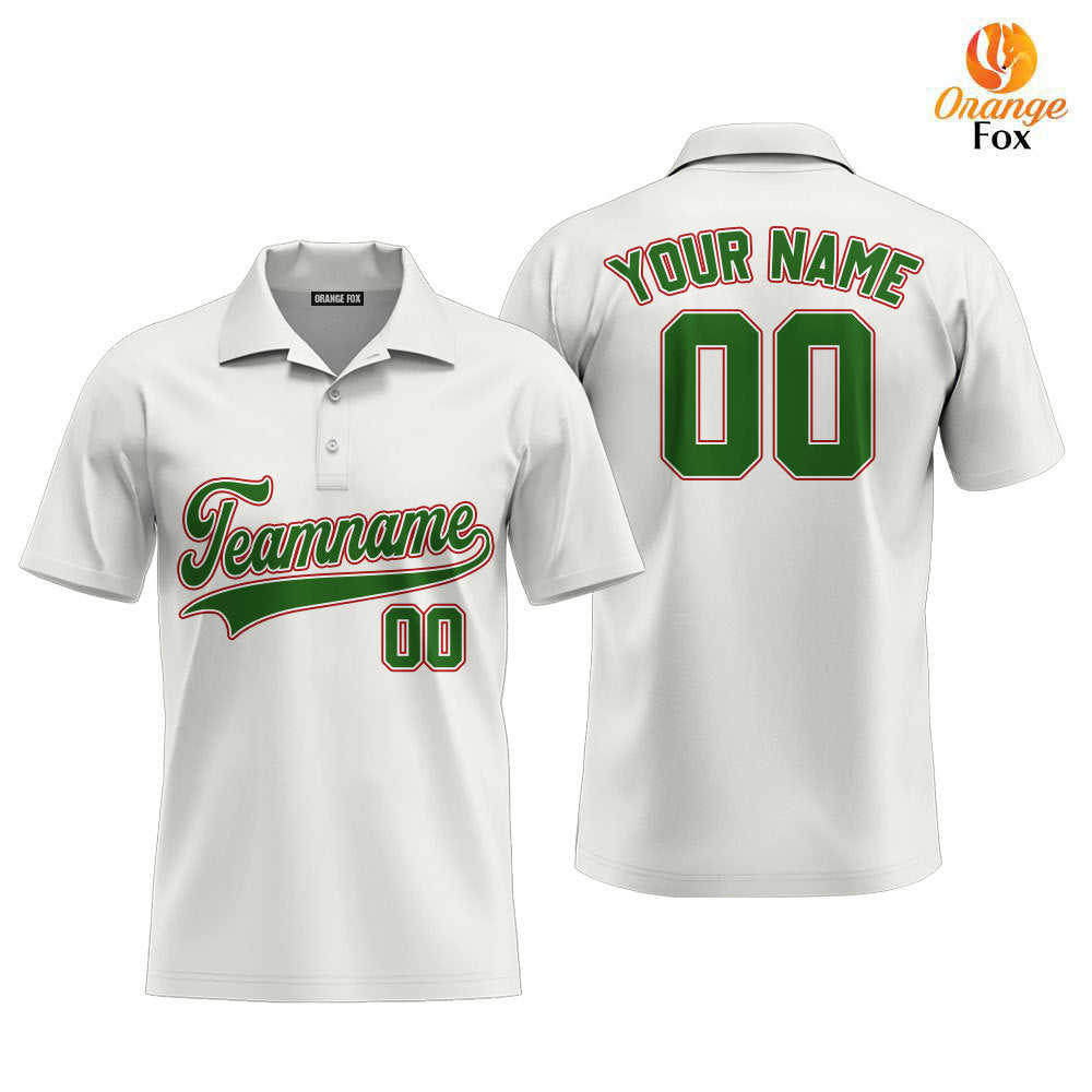 Custom Cream Kelly Green Red Custom Polo Shirt For Men