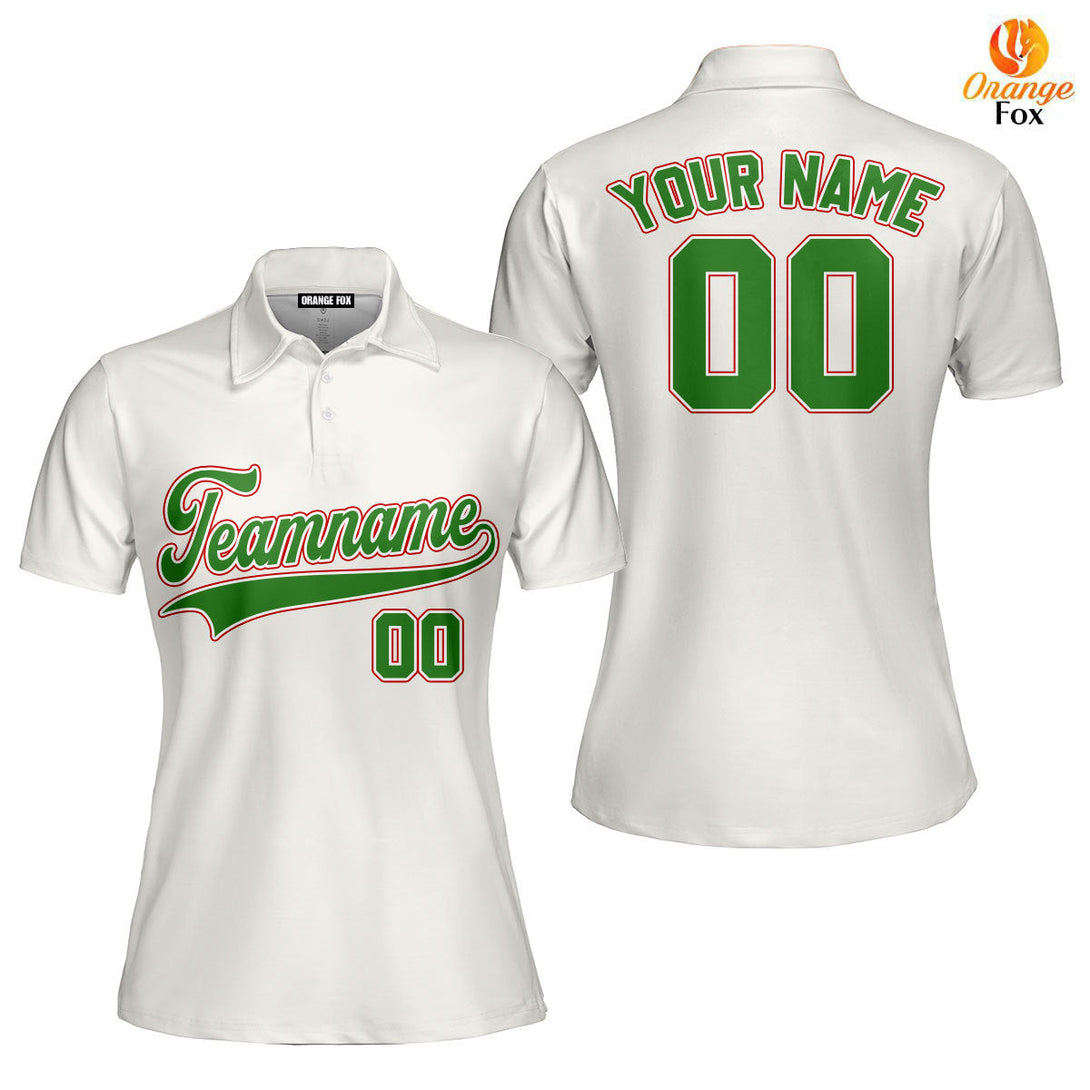 Custom Cream Kelly Green Red Custom Polo Shirt For Women