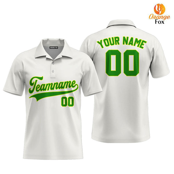 Custom Cream Kelly Green Yellow Custom Polo Shirt For Men