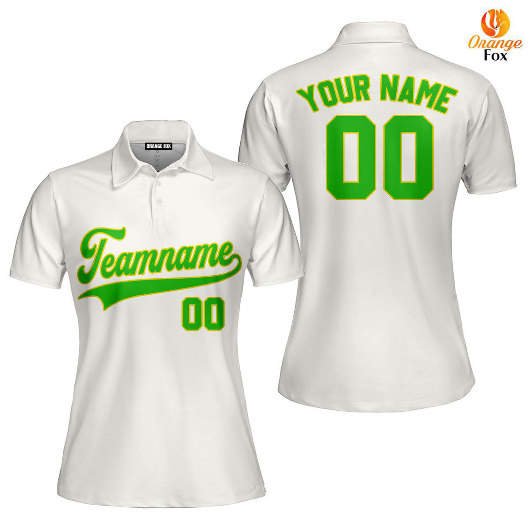 Custom Cream Kelly Green Yellow Custom Polo Shirt For Women