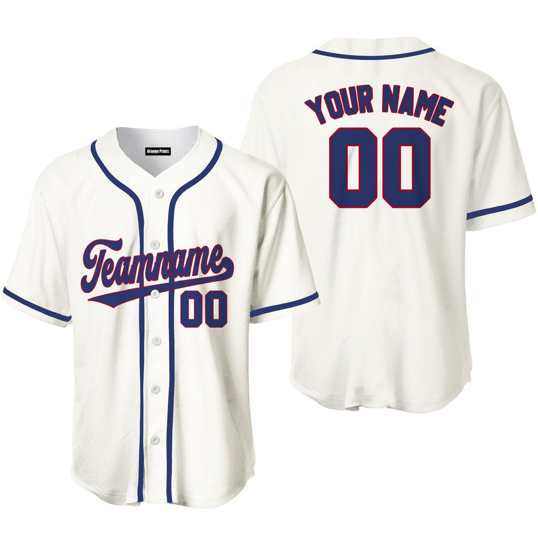 Custom Cream Navy Blue Red Baseball Jerseys For Men & Women