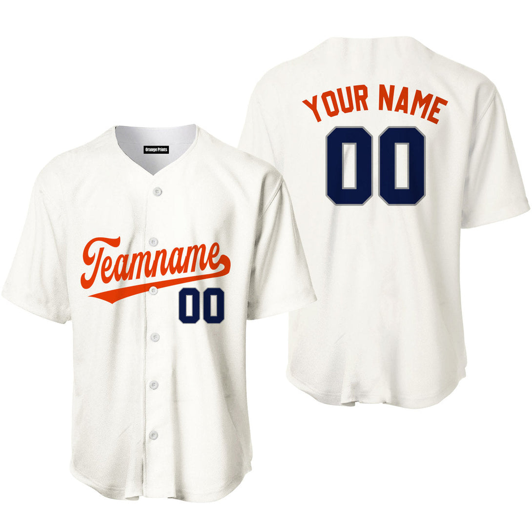 Custom Cream Orange Navy Blue Grey Baseball Jerseys For Men & Women