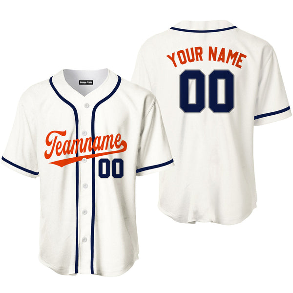 Custom Cream Orange Navy Blue Grey Baseball Jerseys For Men & Women