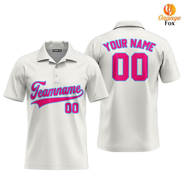 Custom Cream Pink Blue Custom Polo Shirt For Men