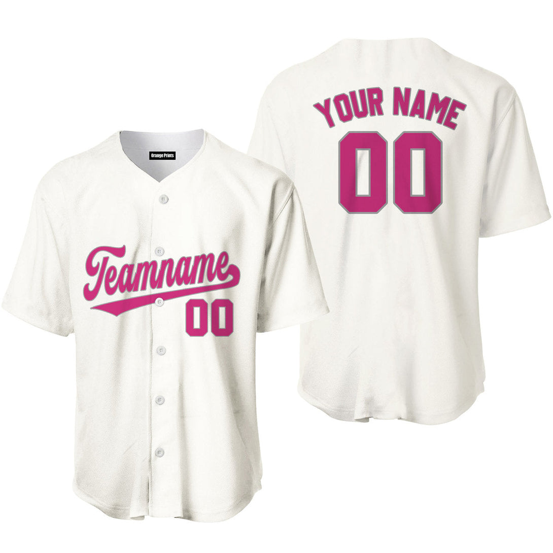 Custom Cream Pink Grey Baseball Jerseys For Men & Women