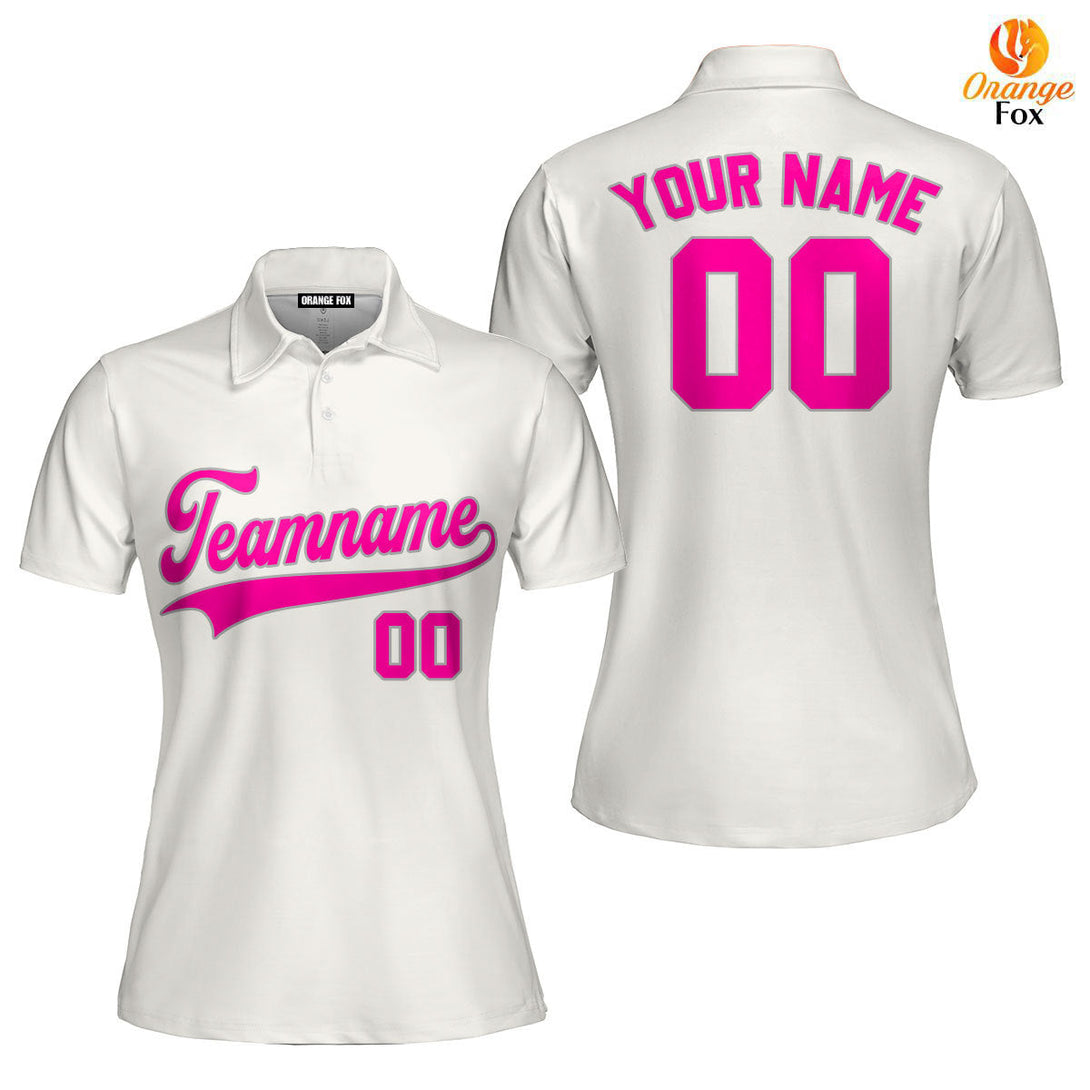 Custom Cream Pink Grey Custom Polo Shirt For Women