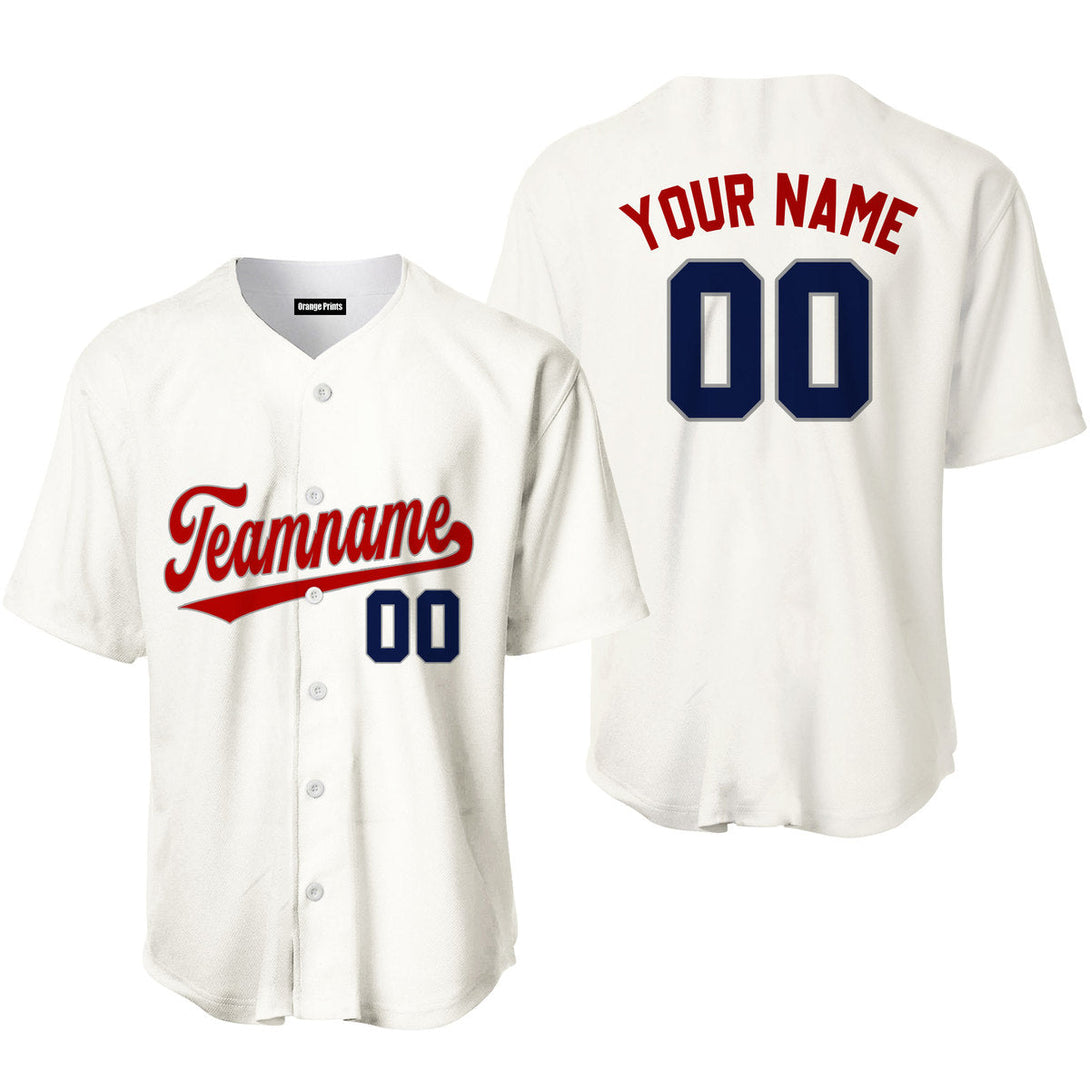 Custom Cream Red Navy Blue Grey Baseball Jerseys For Men & Women