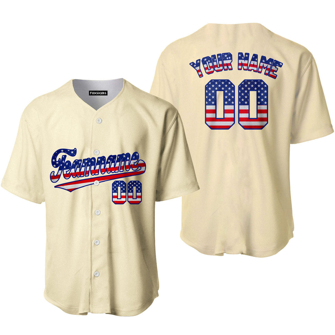Custom Cream Retro American Custom Baseball Jerseys For Men & Women
