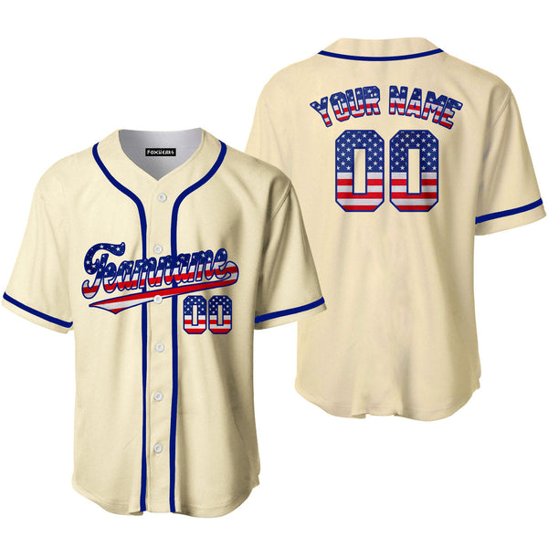 Custom Cream Retro American Custom Baseball Jerseys For Men & Women