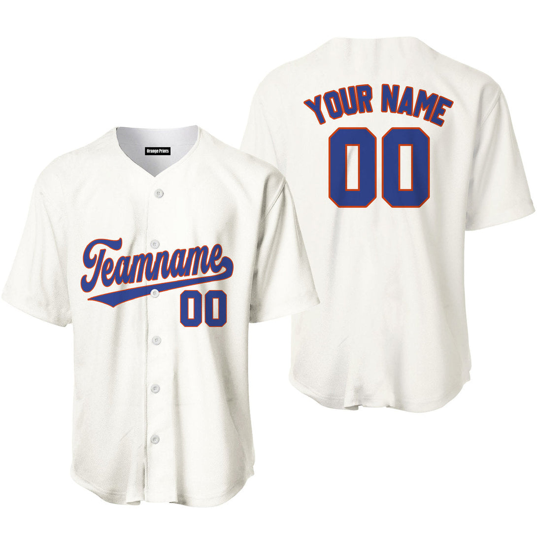 Custom Cream Royal Blue Orange Baseball Jerseys For Men & Women