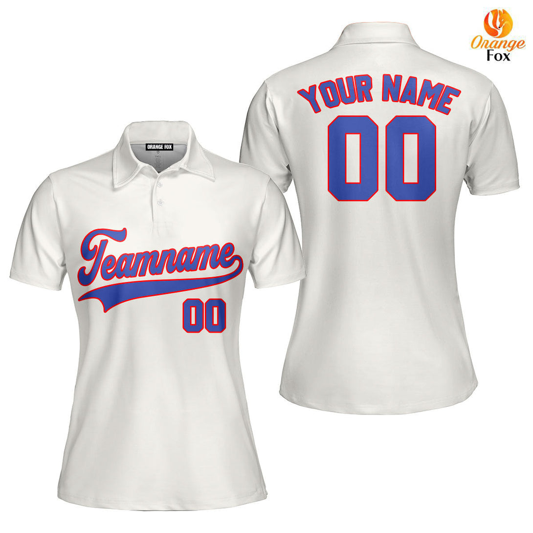 Custom Cream Royal Blue Orange Custom Polo Shirt For Women