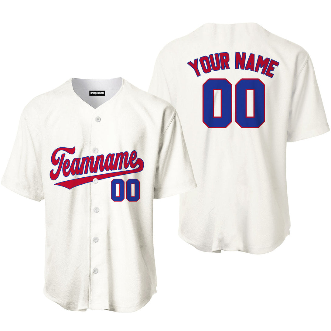 Custom Cream Royal Blue Red Baseball Jerseys For Men & Women