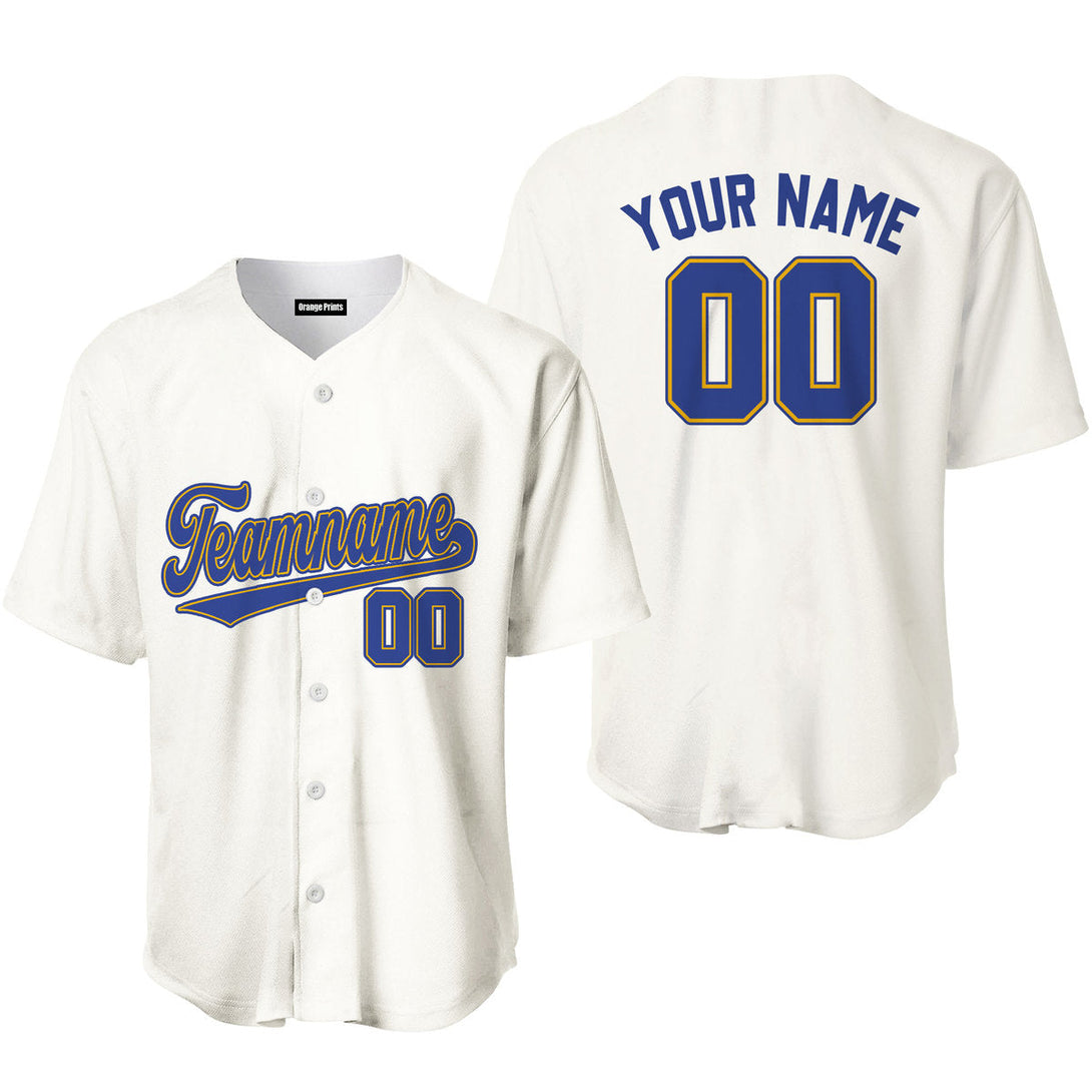 Custom Cream Royal Blue Yellow Baseball Jerseys For Men & Women