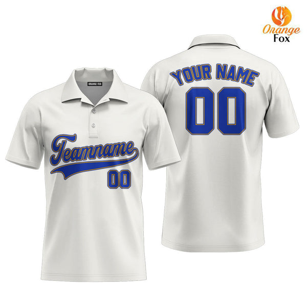 Custom Cream Royal Blue Yellow Custom Polo Shirt For Men