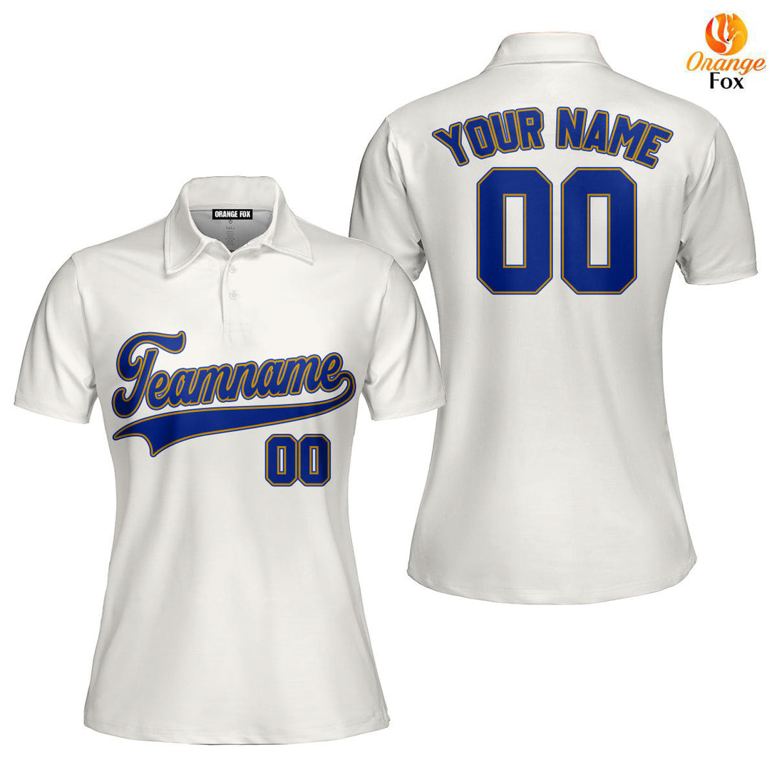 Custom Cream Royal Blue Yellow Custom Polo Shirt For Women