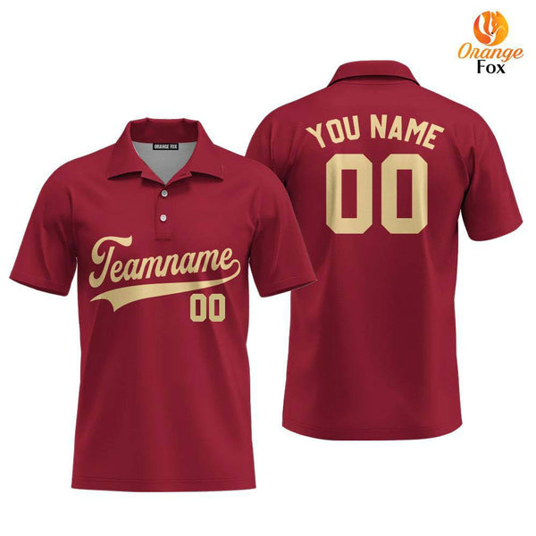 Custom Crimson Red Cream Custom Polo Shirt For Men