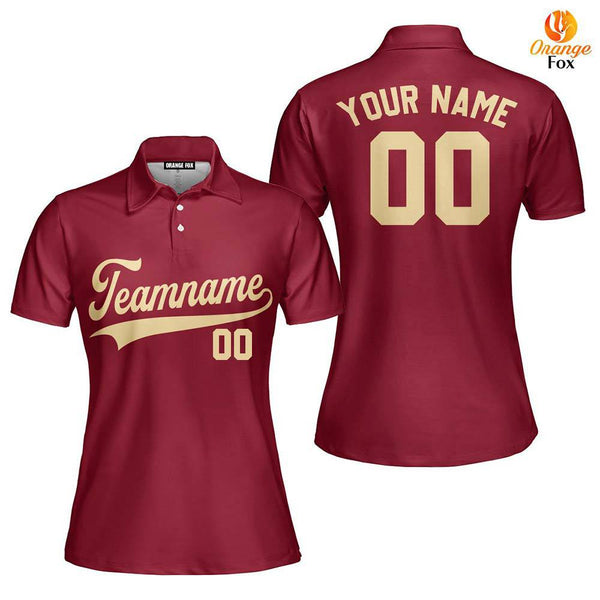 Custom Crimson Red Cream Custom Polo Shirt For Women