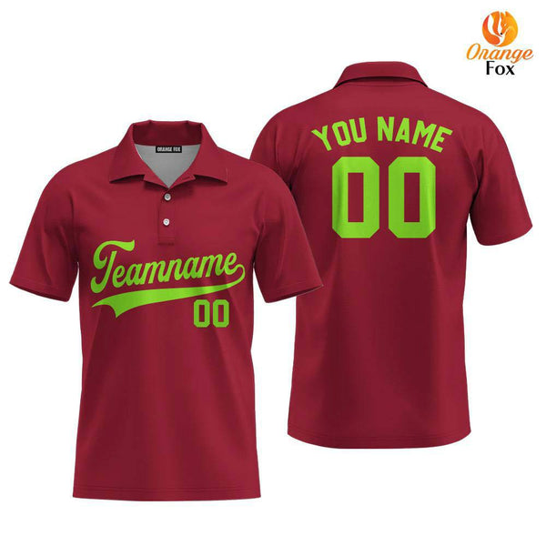 Custom Crimson Red Green Custom Polo Shirt For Men