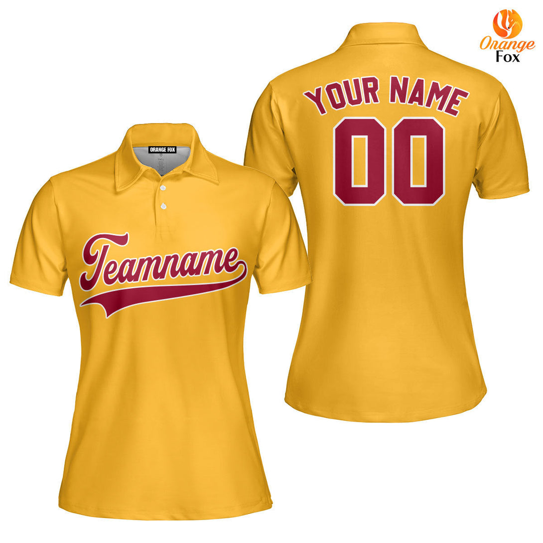 Custom Crimson White And Gold Custom Polo Shirt For Women