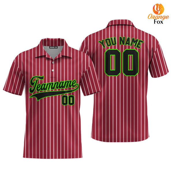 Custom Crimson White Pinstripe Black Green Custom Polo Shirt For Men