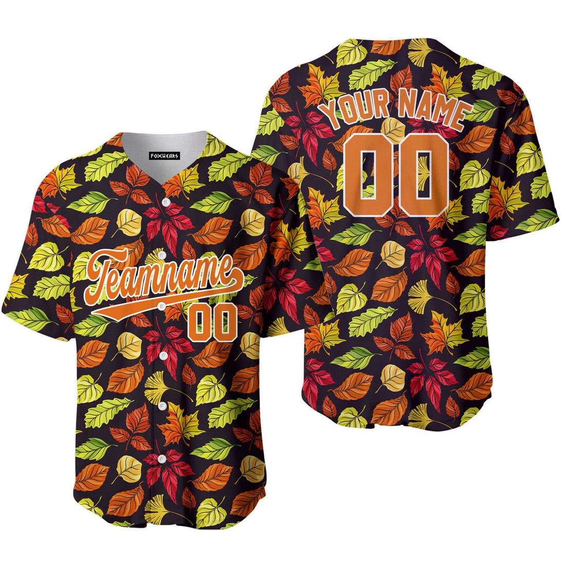 Custom Falls Leaves Love Autumn Brown White Custom Baseball Jerseys For Men & Women