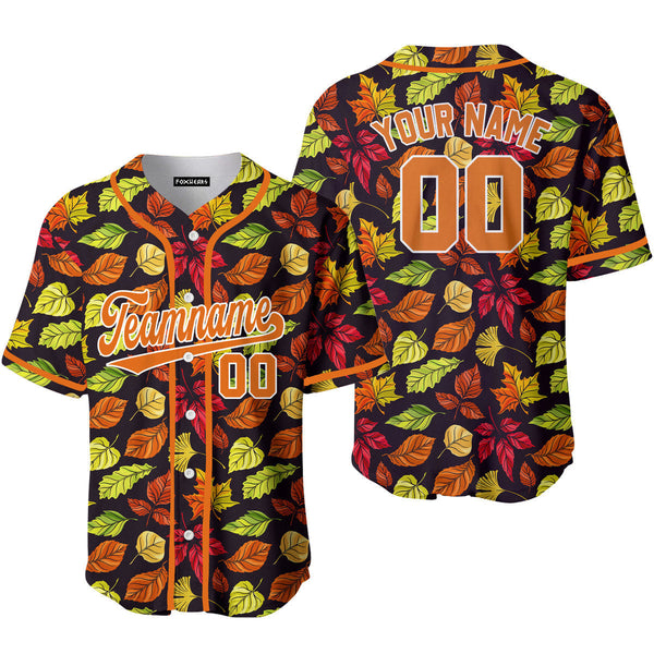 Custom Falls Leaves Love Autumn Brown White Custom Baseball Jerseys For Men & Women