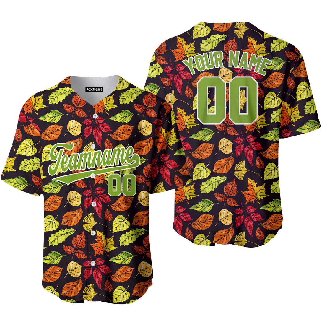 Custom Falls Leaves Love Autumn Green White Custom Baseball Jerseys For Men & Women