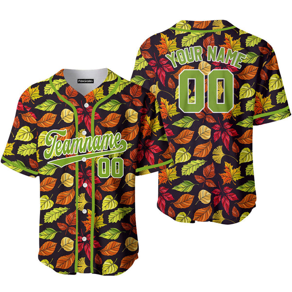 Custom Falls Leaves Love Autumn Green White Custom Baseball Jerseys For Men & Women