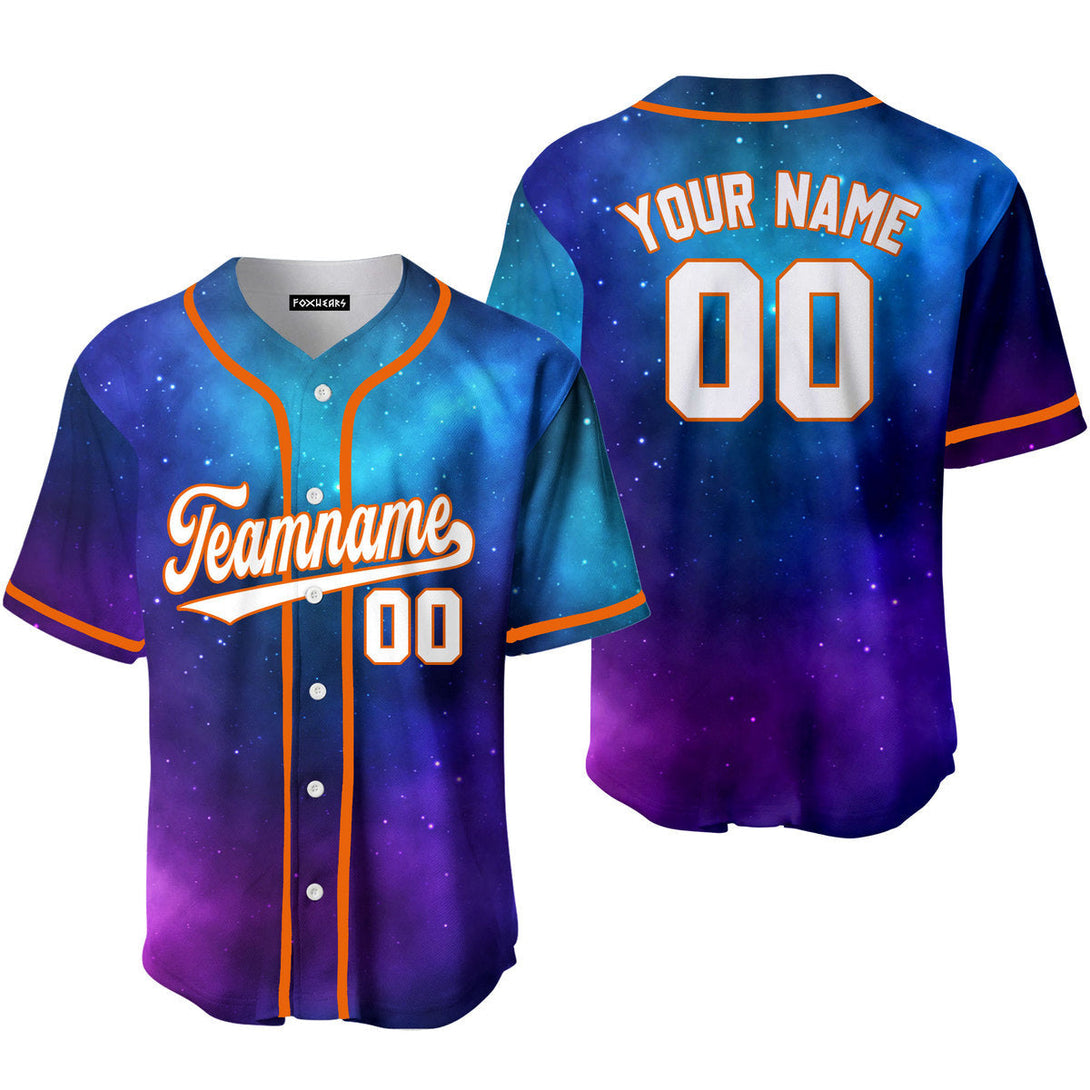 Custom Fantasy Galaxy Pattern White Orange Custom Baseball Jerseys For Men & Women